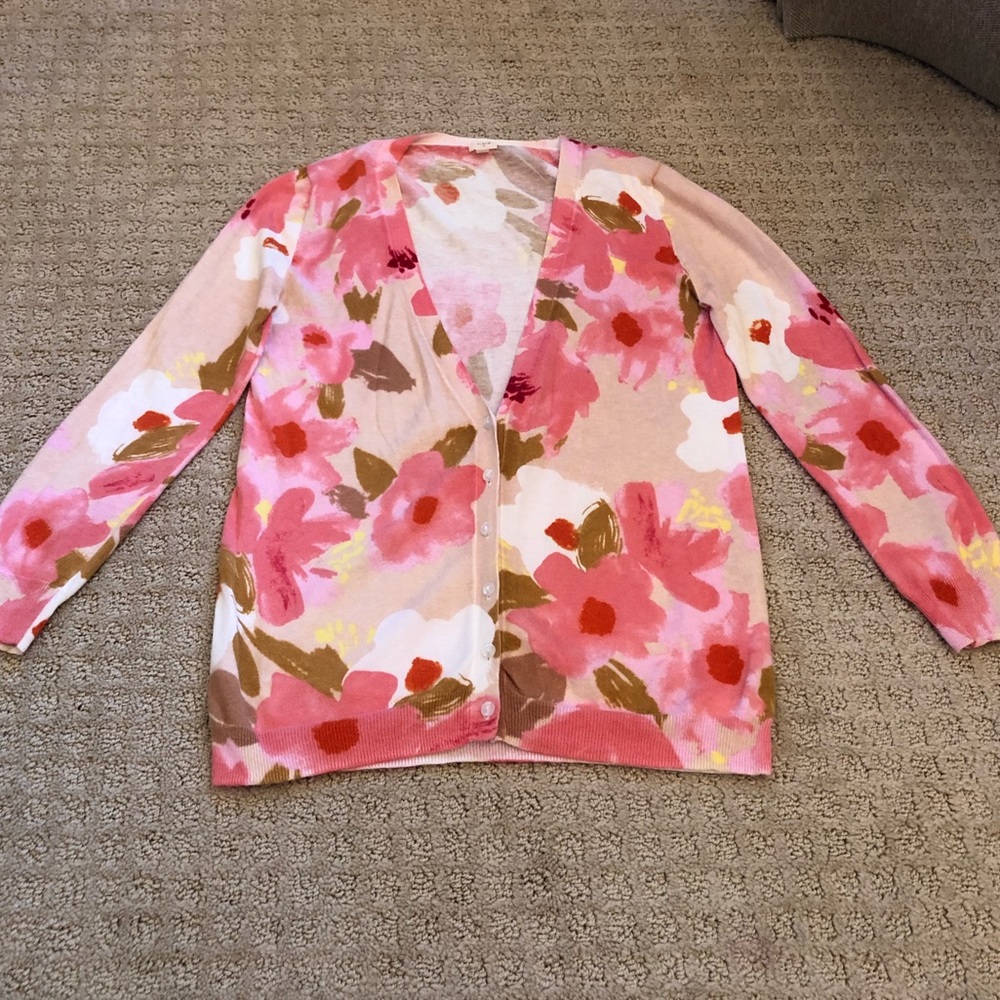 J. Crew Cardigan Sz XS V Neck Floral Cardigan